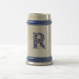 Blå Blommig Bokstav R Monogram Kopp
