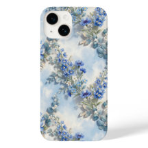 Blå Blommig Botanisk Vintage Trädgård Telefonfodra