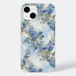 Blå Blommig Botanisk Vintage Trädgård Telefonfodra