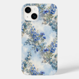 Blå Blommig Botanisk Vintage Trädgård Telefonfodra