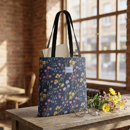 Blå Blommig Bow Chic Trendig unik Tygkasse