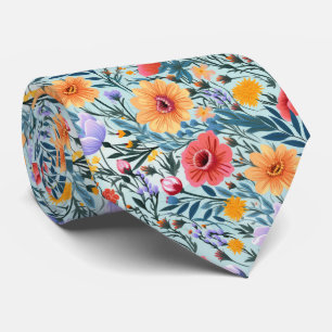 Blå Blommig Bröllop Slips