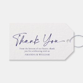 Blå Blommig Bröllop Tack Tag Presentetikett