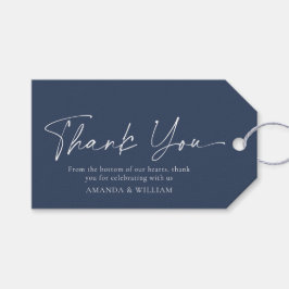 Blå Blommig Bröllop Tacksamt Tag Presentetikett