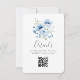 Blå Blommig Bröllopsdetalj Platt Kort