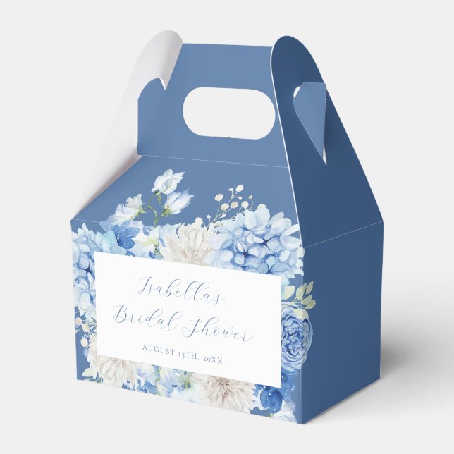 Blå Blommig Bröllopsdusch  Presentaskar (Framsidan Sidan)