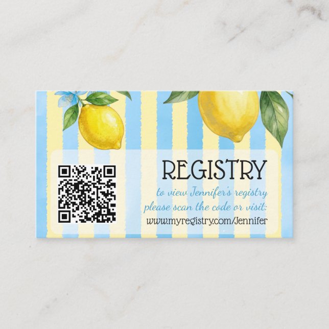 Blå Blommig Bröllopsdusch QR-önskelista Tilläggskort (Framsida)