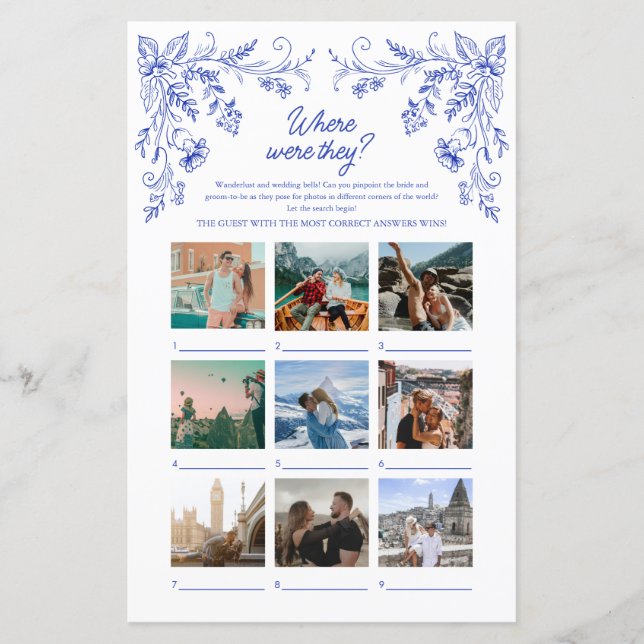 Blå Blommig Bröllopsfest Där de var spel (Framsida)