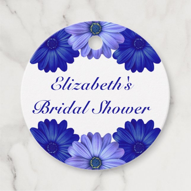 Blå Blommig Bröllopsfest Gåvor Etiketter (Framsida)