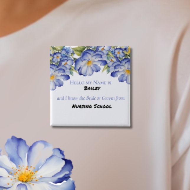 Blå Blommig Bröllopsfest i Kinesisk Stil - Knapp (Skapare uppladdad)