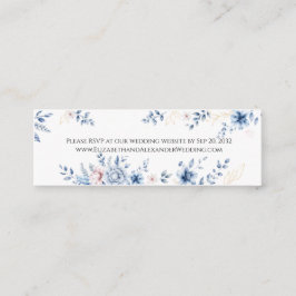 Blå Blommig Bröllopswebbplats RSVP Inklusionskort Mini Visitkort