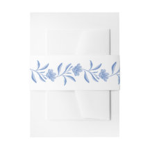 Blå Blommig Chinoiserie Bröllopsinbjudan Magrem