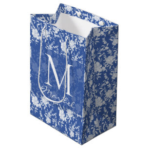 Blå Blommig Chinoiserie Fransk Toile De Jouy