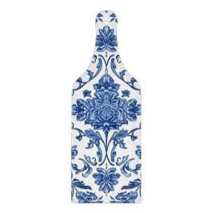 Blå Blommig Chinoiserie Vit Akvarell
