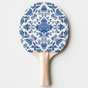 Blå Blommig Chinoiserie Vit Akvarell Pingisracket
