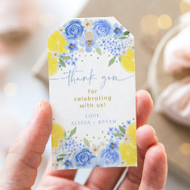 Blå Blommig Citron Huvudsqueeze Bröllopsfest Presentetikett