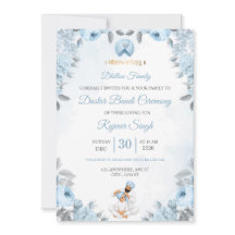 Blå Blommig Dastar Bandi Ceremoni Inbjudan