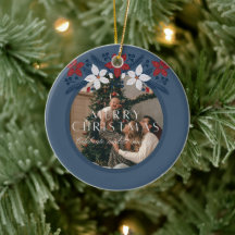 Blå Blommig Elegant Familjeornament