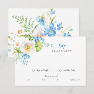 Blå Blommig Fantasi Blommig Måltidsval RSVP OSA Kort