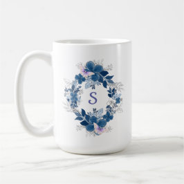 Blå Blommig Fjärilsmugg Kaffemugg