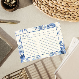 Blå Blommig Fransk Toile Bröllopsfest Recept Tilläggskort