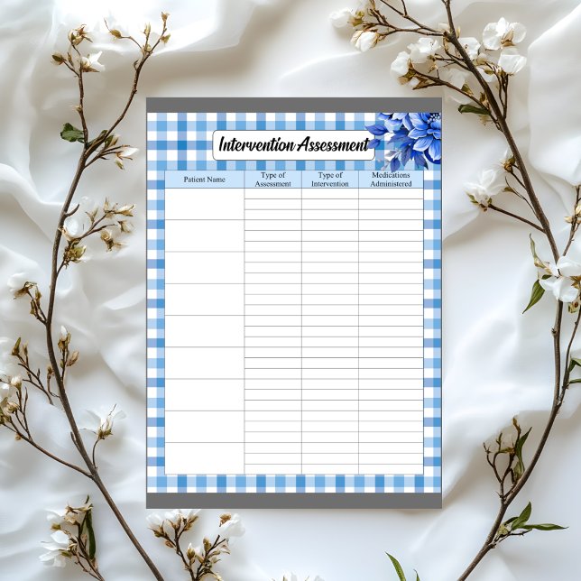 Blå Blommig Gingham _ Intervention Bedömning  Anteckningsblock (Skapare uppladdad)