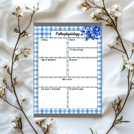 Blå Blommig Gingham_ Patofysiologi Temp Anteckningsblock