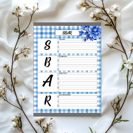 Blå Blommig Gingham _ SBAR Temp Anteckningsblock