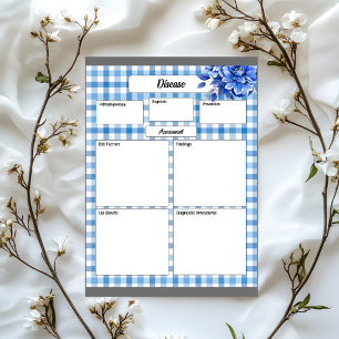 Blå Blommig Gingham _ Sjukdom Temp 1 Anteckningsblock
