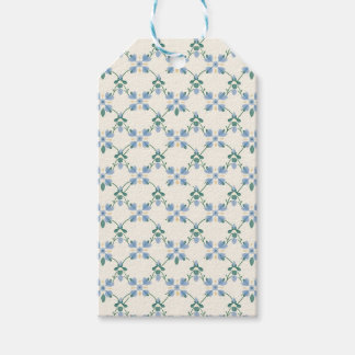 Blå Blommig Gitter Trädgårdsmönster Presentkort Presentetikett