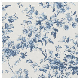 Blå Blommig Gren Toile Upprepning Tyg