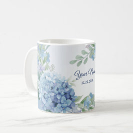 Blå Blommig Grönblad Ram Bröllopsfest Kaffemugg