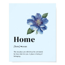 Blå Blommig Hemdefinitionsaffisch Minimalistisk Ko