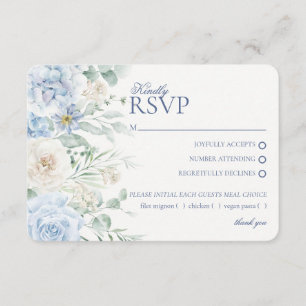 Blå Blommig Hortensia Botanisk Bröllop RSVP Tilläggskort