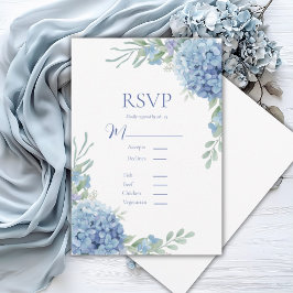 Blå Blommig Hortensia RSVP-kort OSA Kort