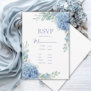 Blå Blommig Hortensia RSVP-kort OSA Kort