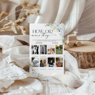 Blå Blommig Hur Gamla Var De Baby Shower Lek