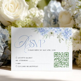 Blå Blommig Hydrangea Bröllop Svarskort OSA Kort