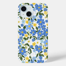 Blå Blommig iPhone-fodral
