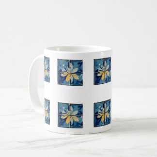 Blå Blommig Kakel Mönster Kaffemugg
