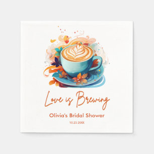 Blå Blommig Kärlek Brygger Bröllopskaffemiddag  Pappersservett