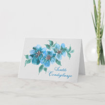 Blå Blommig Kondoleansskort Italiensk