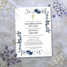 Blå Blommig Kristallin Livs Firande Begravning