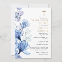 Blå Blommig Kristet Firande Av Livets Begravning