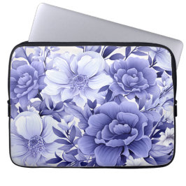 Blå Blommig Laptop Fodral