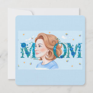 Blå Blommig Mamma