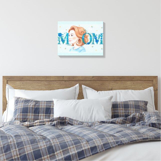 Blå Blommig Mamma Canvastryck (Insitu (sovrum))