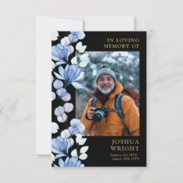 Blå Blommig Minnesgudstjänst Bön Fotokort