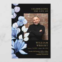 Blå Blommig Minnesgudstjänst Ordning För Begravnin Program