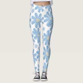 Blå Blommig Mönster - Leggings